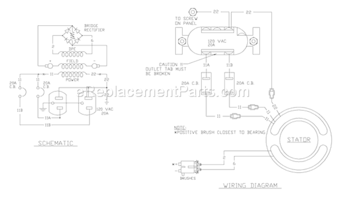 Page B Diagram and Parts List for 1311-0  Briggs and Stratton Generator